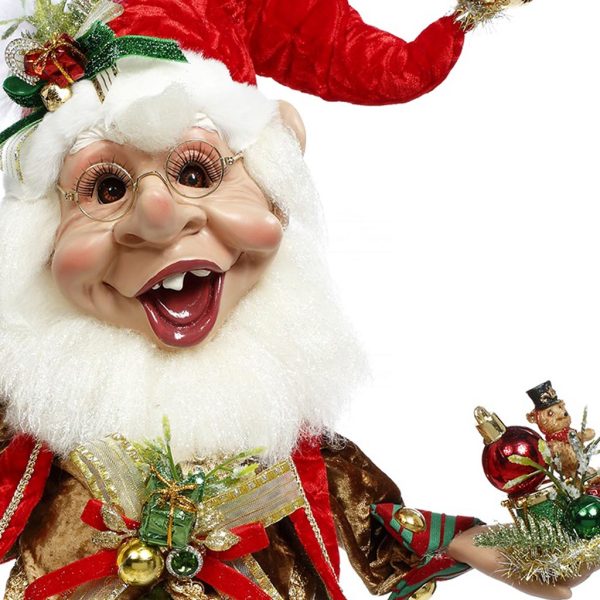 Mr 51 58556 Mark Roberts Christmas Dolls Medium Merry Christmas Elf Doll Red Green Closeup
