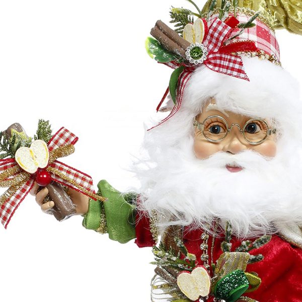 Mr 51 58600 Mark Roberts Christmas Dolls Small Apple Cinnamom Santa Elf Doll Green Red Closeup