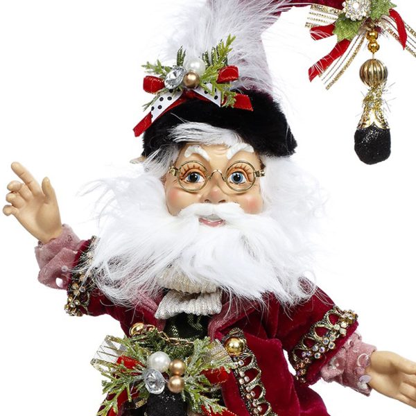Mr 51 58628 Mark Roberts Christmas Dolls Small Coal Stocking Santa Elf Doll Burgundy Green Closeup