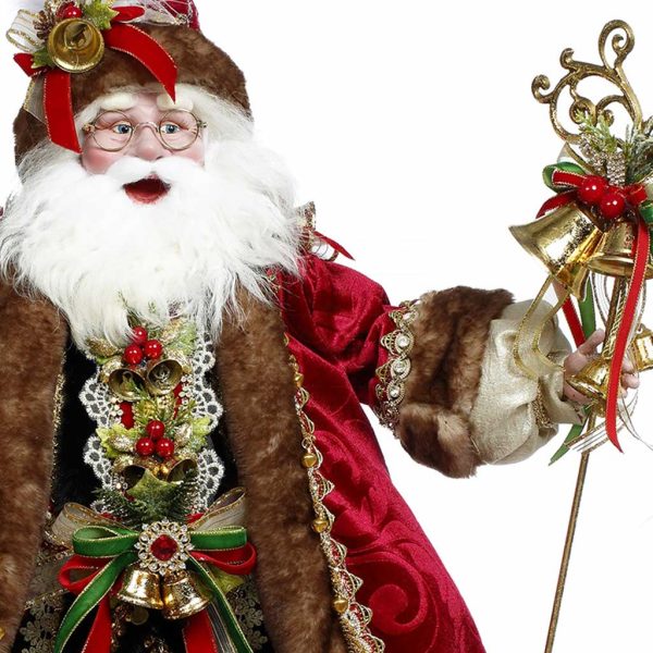 Mr 51 58640 Mark Roberts Christmas Dolls Christmas Bells Santa Doll Burgundy Brown Closeup
