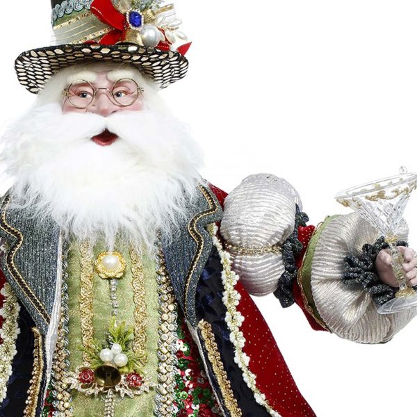 Mr 51 58644 Mark Roberts Christmas Dolls Cheers Santa Doll Green Burgundy Closeup