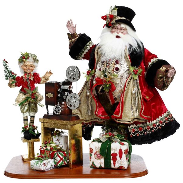 Mr 51 58668 Mark Roberts Christmas Dolls Xmas Carol Santa Scene Doll Red Black