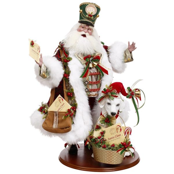 Mr 51 58676 Mark Roberts Christmas Dolls Santa Mail Call With Dog Scene Doll Green White
