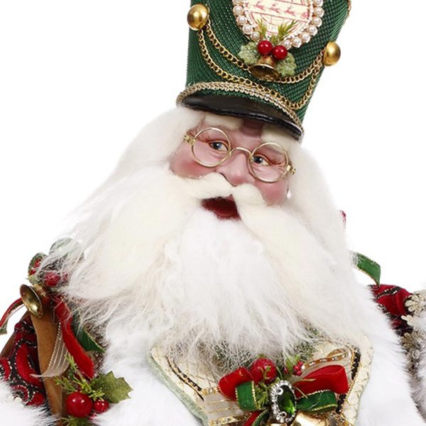 Mr 51 58676 Mark Roberts Christmas Dolls Santa Mail Call With Dog Scene Doll Green White Closeup 2