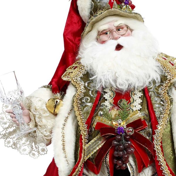 Mr 51 58680 Mark Roberts Christmas Dolls Christmas Toast Santa Doll Red Cream Closeup