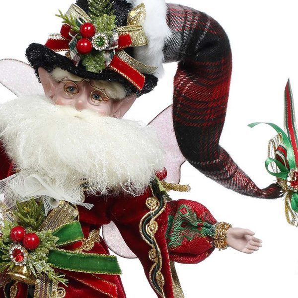 Mr 51 58774 Mark Roberts Christmas Dolls Small Ebenezer Scrooge Santa Fairy Doll Burgundy Closeup