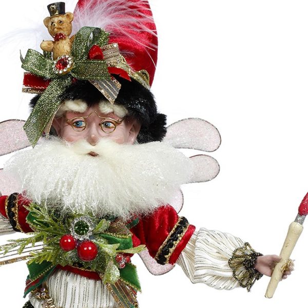 Mr 51 58868 Mark Roberts Christmas Dolls Small Toymaker Santa Fairy Dolls Burgundy Green Closeup