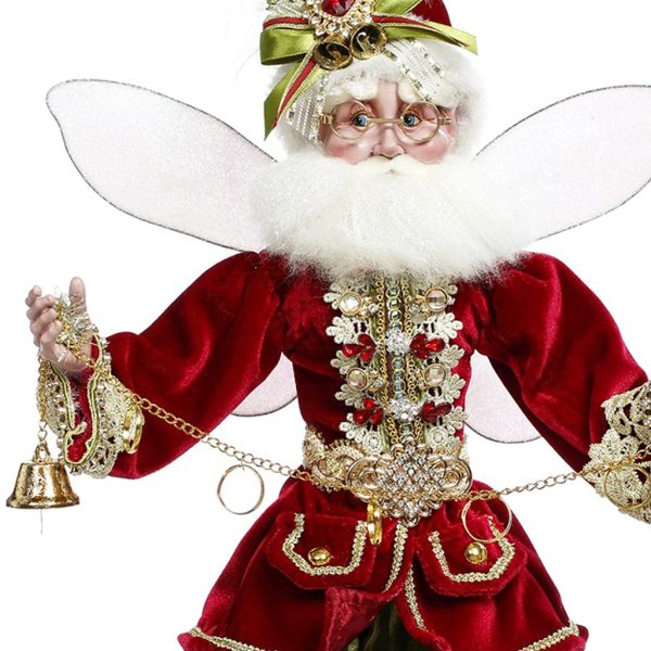 Mr 51 58952 Mark Roberts Christmas Dolls 5 Golden Rings Santa Fairy On Base Doll Burgundy Green Closeup
