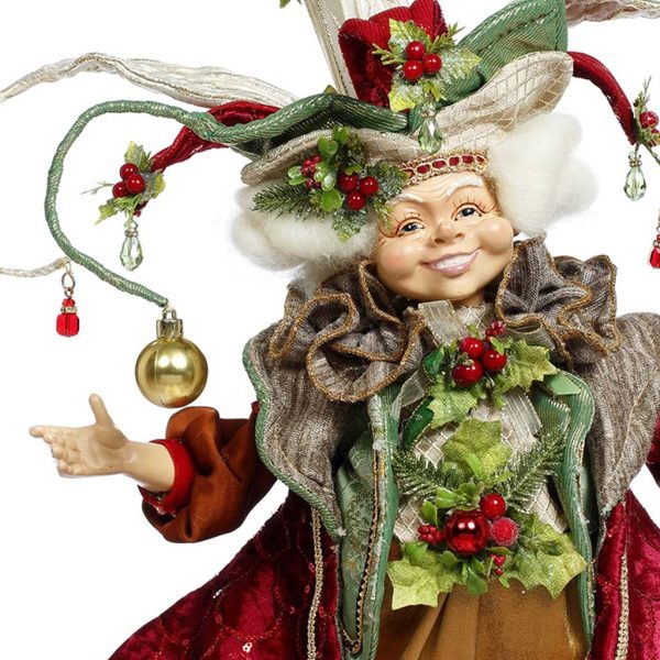 Mr 51 59020 Mark Roberts Christmas Dolls Elf De Noel Doll Green Burgundy Closeup