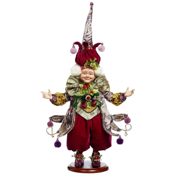 Mr 51 59022 Mark Roberts Christmas Dolls Elf De Tapisserie Doll Burgundy Green