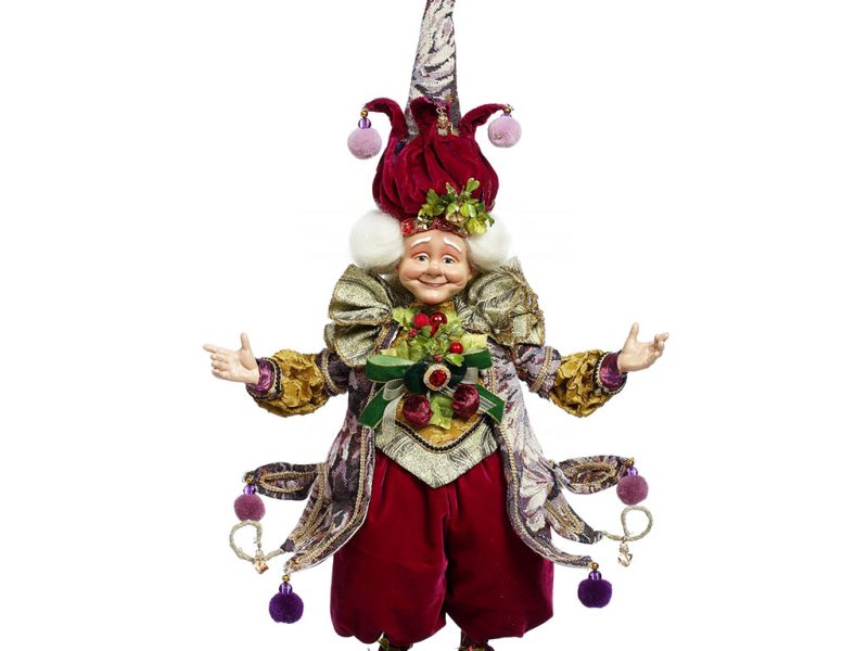 Mr 51 59022 Mark Roberts Christmas Dolls Elf De Tapisserie Doll Burgundy Green