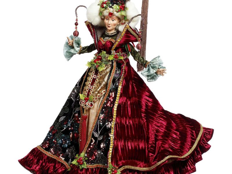 Mr 51 59052 Mark Roberts Christmas Dolls Queen Of Christmas Doll Burgundy Yellow