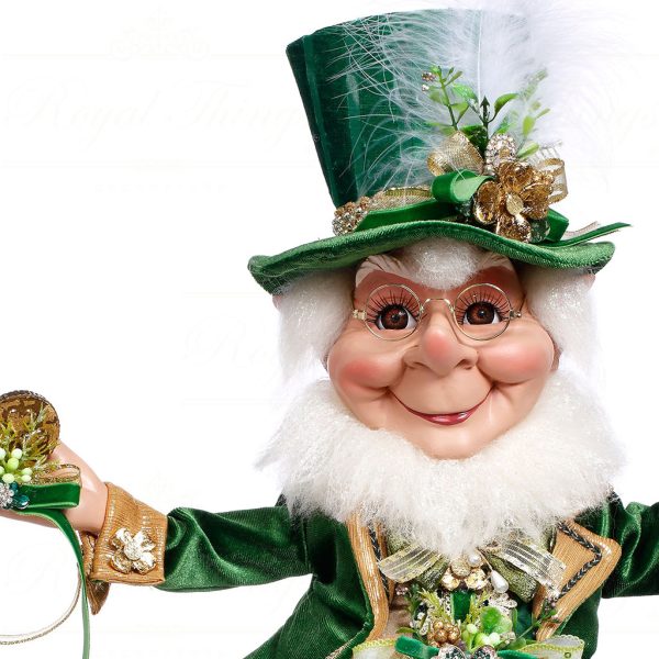 Mr 51 63806 Mark Roberts Spring Dolls Medium Leprechaun Elf Green Gold White Closeup