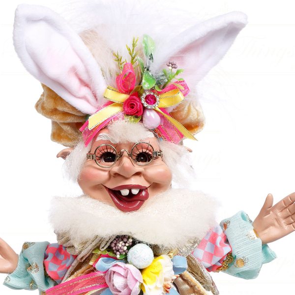 Mr 51 63808 Mark Roberts Spring Dolls Small Easter Bunny Elf Blue Pink Yellow Closeup