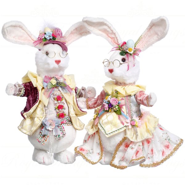 Mr 51 63870 Mark Roberts Spring Dolls Fluffy Chubby Rabbit Yellow White Pink
