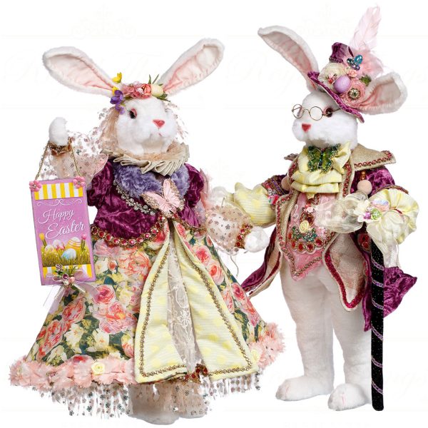 Mr 51 63888 Mark Roberts Spring Dolls Large Mr Mrs Peter Rabbit Yellow Purple Pink