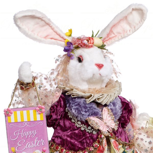 Mr 51 63888 Mark Roberts Spring Dolls Large Mr Mrs Peter Rabbit Yellow Purple Pink Closeup Female
