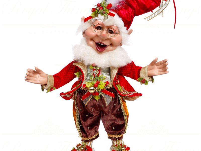 Mr 51 64080 Mark Roberts Christmas Dolls Small Jolly Holly Elf Doll Red Brown White