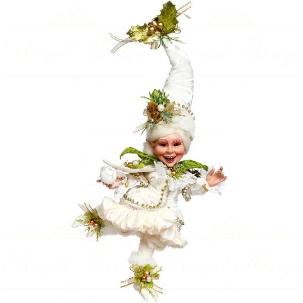 Mr 51 64106 Mark Roberts Christmas Dolls Small Snow Belle Elf On Base Tabletop Cream Green