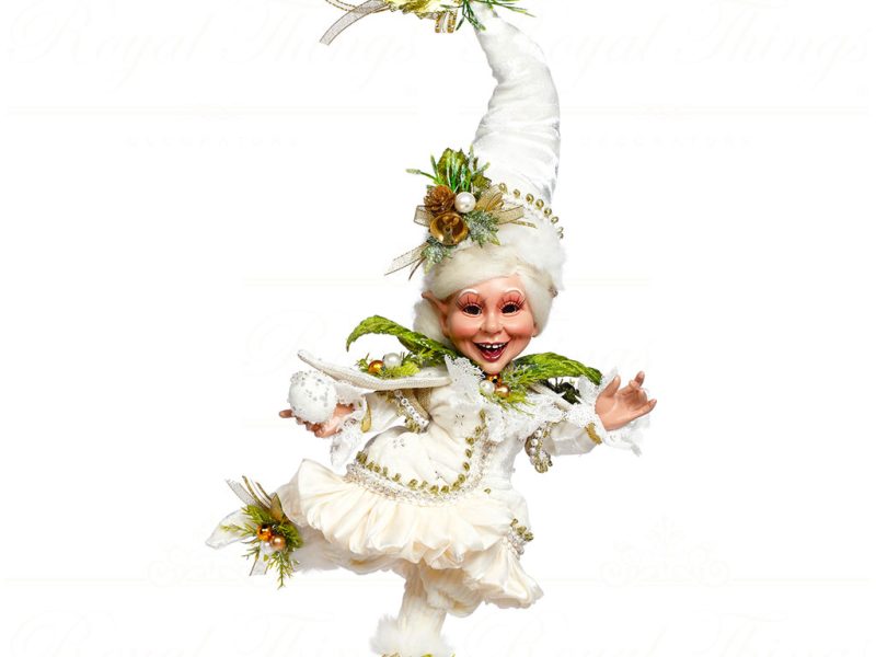 Mr 51 64106 Mark Roberts Christmas Dolls Small Snow Belle Elf On Base Tabletop Cream Green