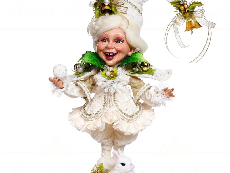 Mr 51 64108 Mark Roberts Christmas Dolls Medium Snow Belle Elf On Base Tabletop Cream Green