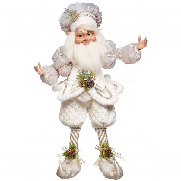 Mr 51 64156 Mark Roberts Christmas Dolls North Pole White Xhristmas Elf White Gold