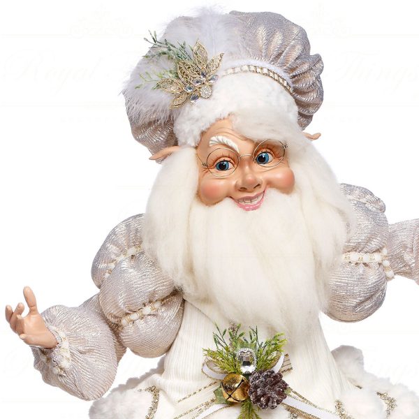 Mr 51 64156 Mark Roberts Christmas Dolls North Pole White Xhristmas Elf White Gold Closeup