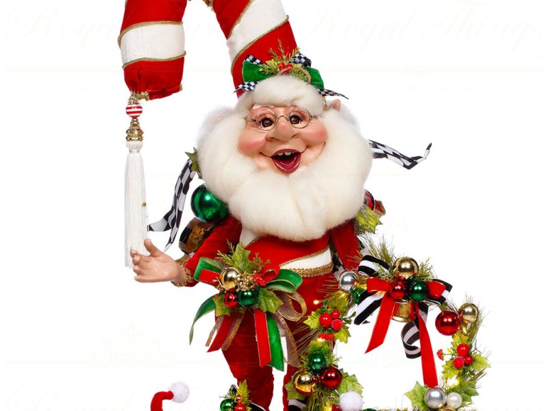 Mr 51 64170 Mark Roberts Christmas Dolls Medium Candy Cane Elf Scene With Lights Doll Red Green White