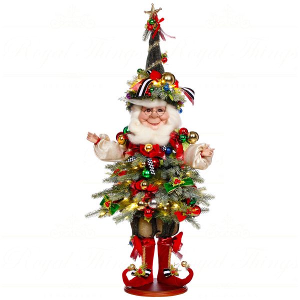 Mr 51 64178 Mark Roberts Christmas Dolls Medium Xmas Tree Elf With Lights Doll Green Red White