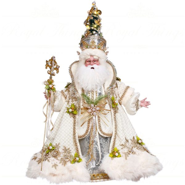Mr 51 64184 Mark Roberts Christmas Dolls White Xmas Santa Doll White Gold Green