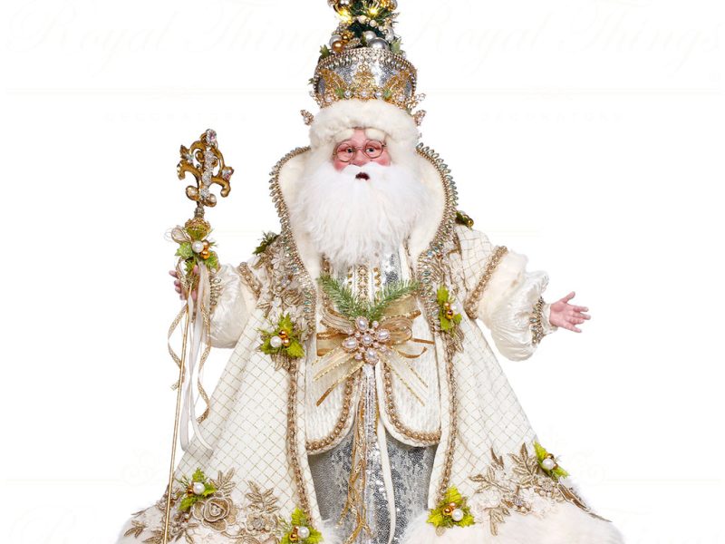 Mr 51 64184 Mark Roberts Christmas Dolls White Xmas Santa Doll White Gold Green