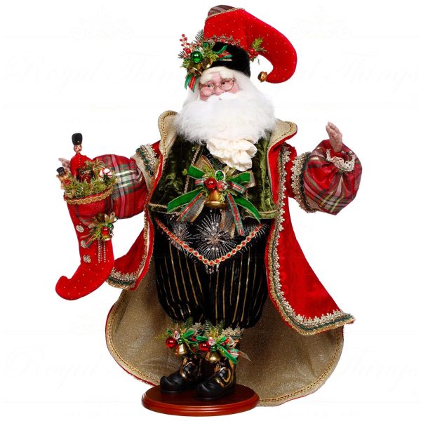 Mr 51 64190 Mark Roberts Christmas Dolls Santa's Stocking Doll Red Black Green
