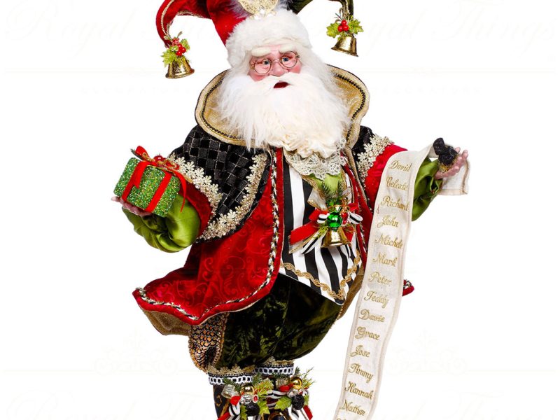 Mr 51 64198 Mark Roberts Christmas Dolls Naughty Or Nice Santa Doll Red Black Green