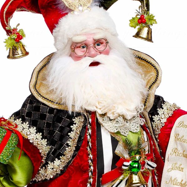 Mr 51 64198 Mark Roberts Christmas Dolls Naughty Or Nice Santa Doll Red Black Green Closeup