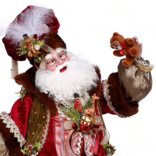Mr 51 64202 Mark Roberts Christmas Dolls Teddy Bear Toys Santa Doll Red Brown Pink Closeup