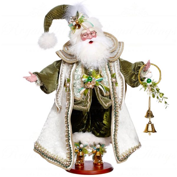 Mr 51 64210 Mark Roberts Christmas Dolls Mistletoe Santa Doll White Green