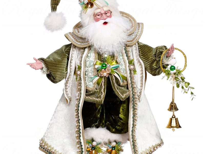 Mr 51 64210 Mark Roberts Christmas Dolls Mistletoe Santa Doll White Green