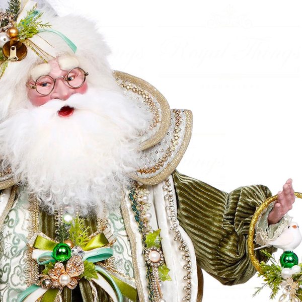 Mr 51 64210 Mark Roberts Christmas Dolls Mistletoe Santa Doll White Green Closeup
