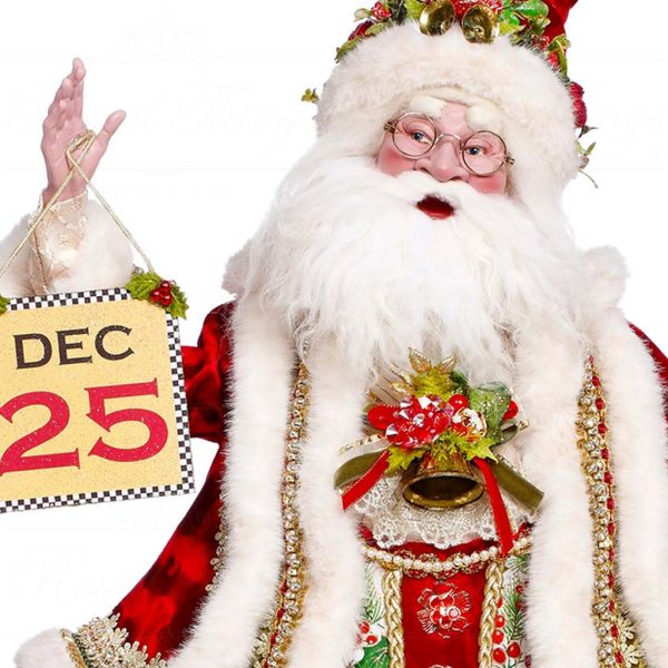 Mr 51 64216 Mark Roberts Christmas Dolls December 25 Santa Doll Green Red White Closeup