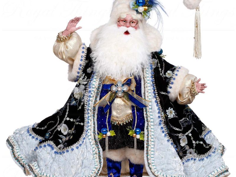 Mr 51 64220 Mark Roberts Christmas Dolls Blue Suede Shoes Santa Doll Blue Black White