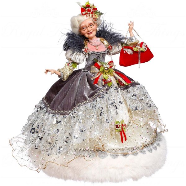 Mr 51 64224 Mark Roberts Christmas Dolls Merry Xmas Mrs Claus Doll Gray Silver Red