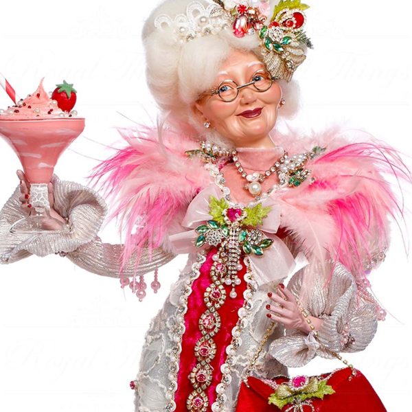 Mr 51 64226 Mark Roberts Christmas Dolls Prissy Mrs Claus Doll Pink White Red Closeup
