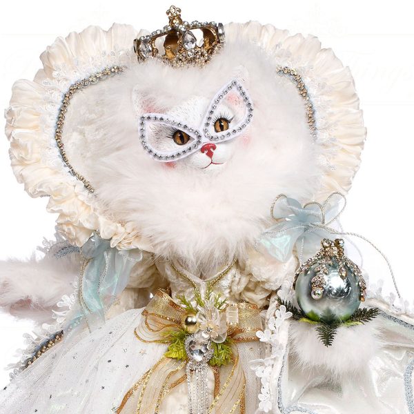 Mr 51 64230 Mark Roberts Christmas Dolls Queen Of Christmas Cat Doll White Gold Closeup