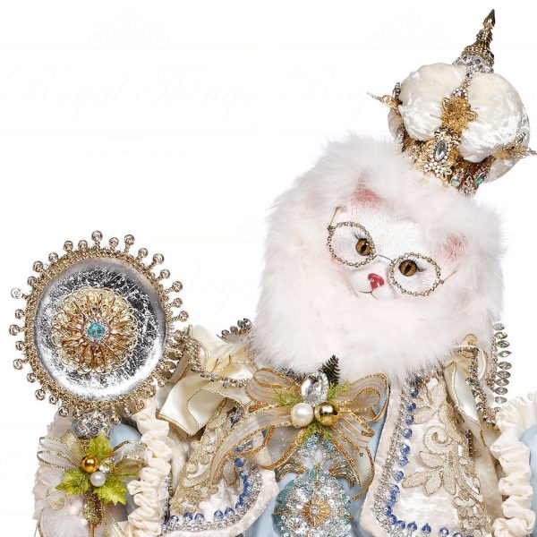 Mr 51 64232 Mark Roberts Christmas Dolls King Of Christmas Cat Doll White Gold Closeup