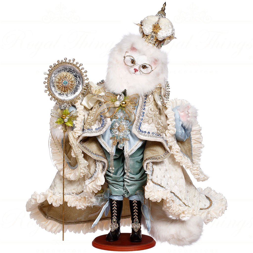 MR 51 64232 mark roberts christmas dolls king of christmas cat doll white gold Mr 51 64232 Mark Roberts Christmas Dolls King Of Christmas Cat Doll White Gold