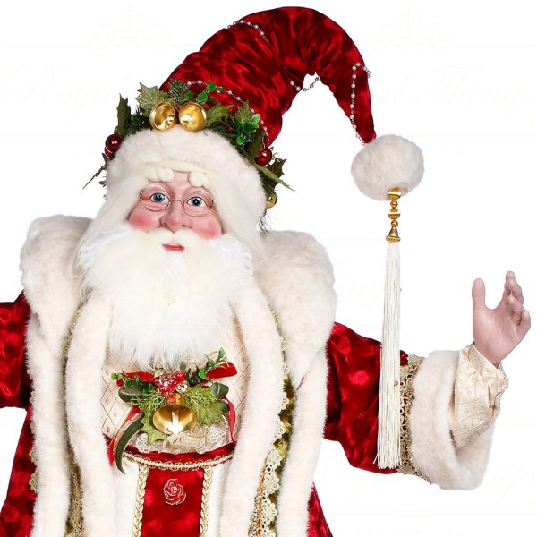 Mr 51 64244 Mark Roberts Christmas Dolls December 25 Santa Life Size Doll Green Red White Closeup