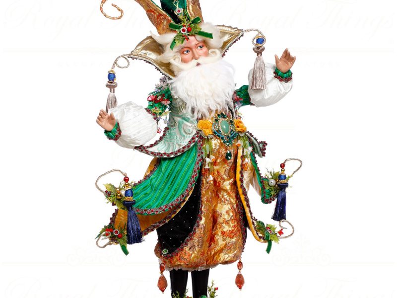 Mr 51 64522 Mark Roberts Maison Du Soleil Christmas Dolls Venetian Jester Santa Doll Green Gold Multi