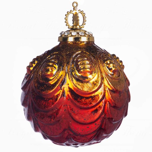 Np 80901 Goodwill Christmas Balls Glass Metal Cap 3d Swag Grad Ball Gold Red