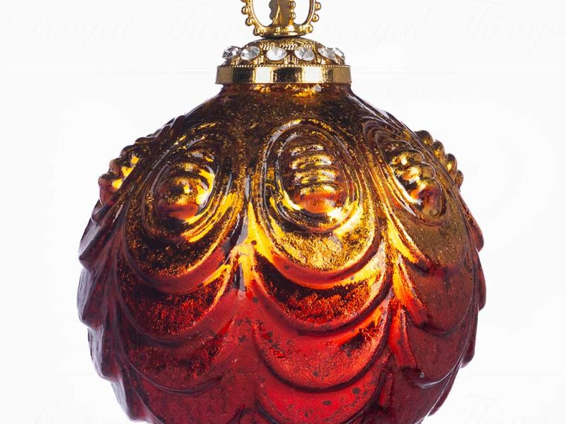 Np 80901 Goodwill Christmas Balls Glass Metal Cap 3d Swag Grad Ball Gold Red