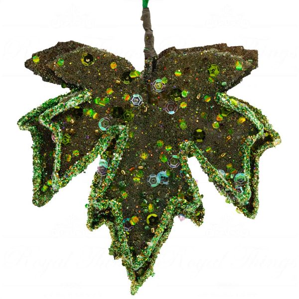 Os 98100 Katherines Collection Christmas Ornaments Woodland Maple Leaf Green